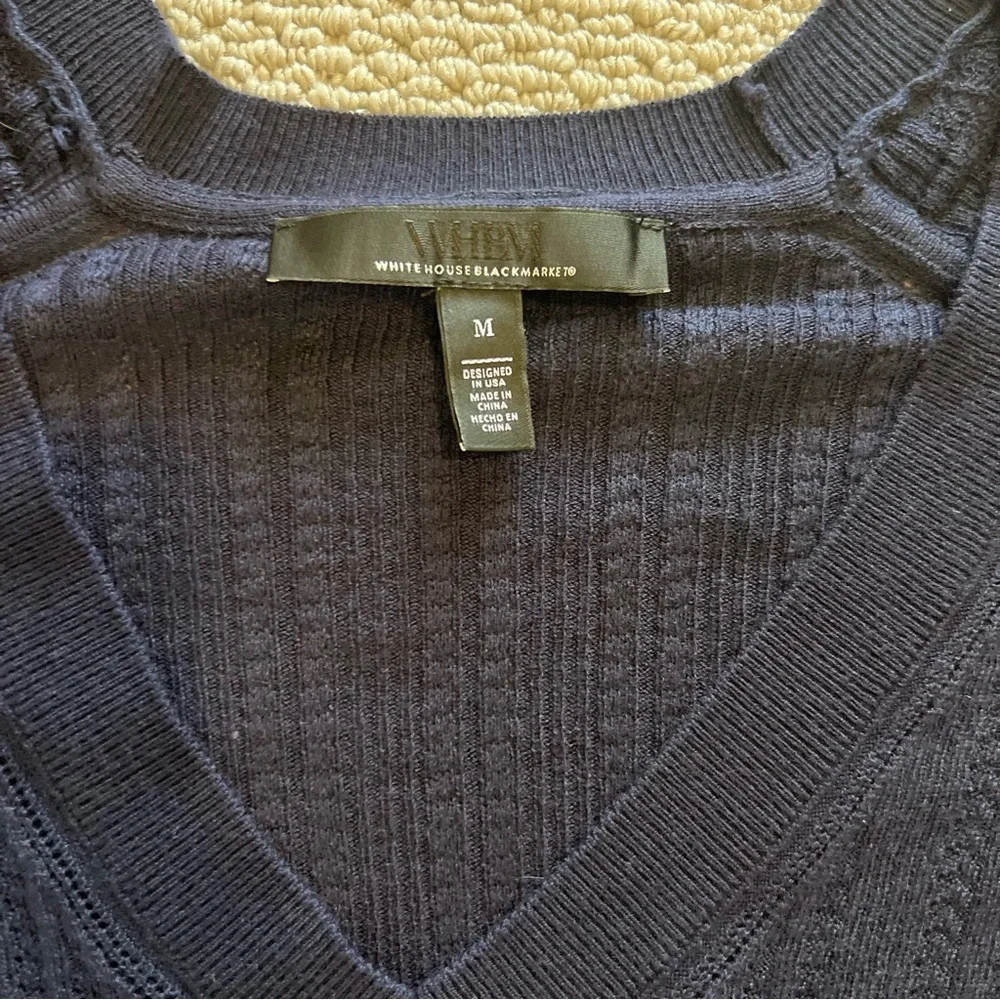 White House Black Market Deep Blue V-Neck Sweater - Medium